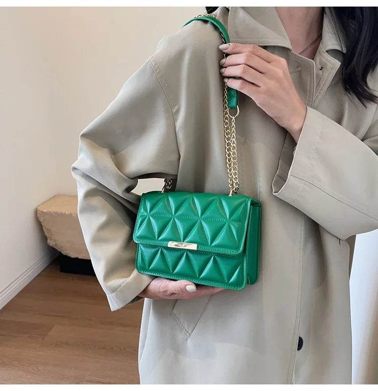 Women Quilted Chain Crossbody Bag Fashion Small Square Shoulder Purse Multi Color Casual Daily Handbag
