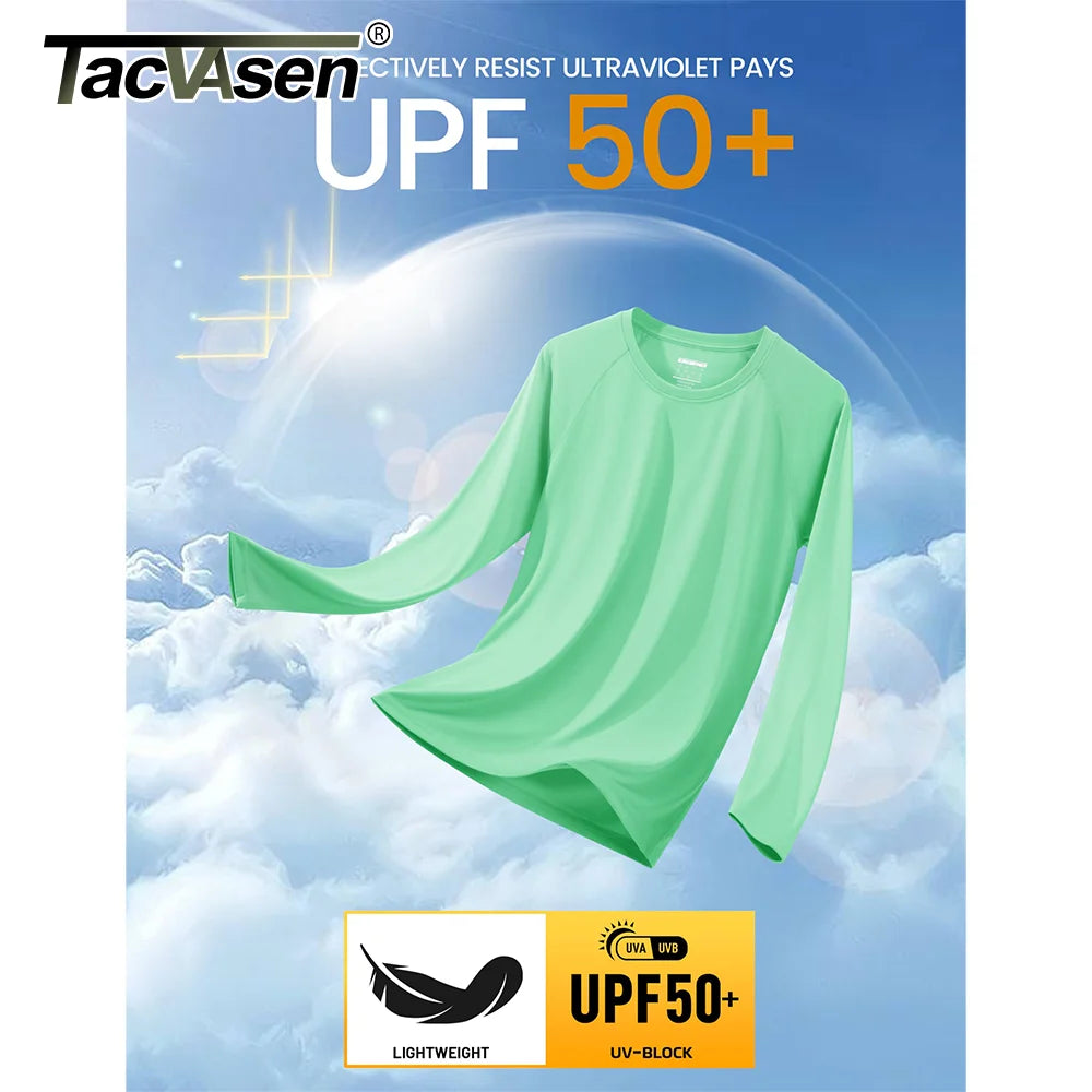 Tacvasen Sun Protection T-Shirts Summer Upf 50+ Mens Long Sleeve Quick Dry Athlectic Sports Hiking Performance T-Shirts Tee Tops