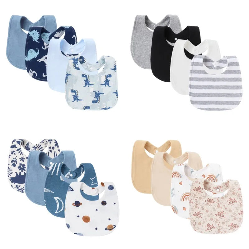 4Pcs Baby Bibs Burp Clothes Cartoon Newborn Saliva Towels for Girls Boys Cotton Kids Apron Infant Accessories Toddler Bibs Set