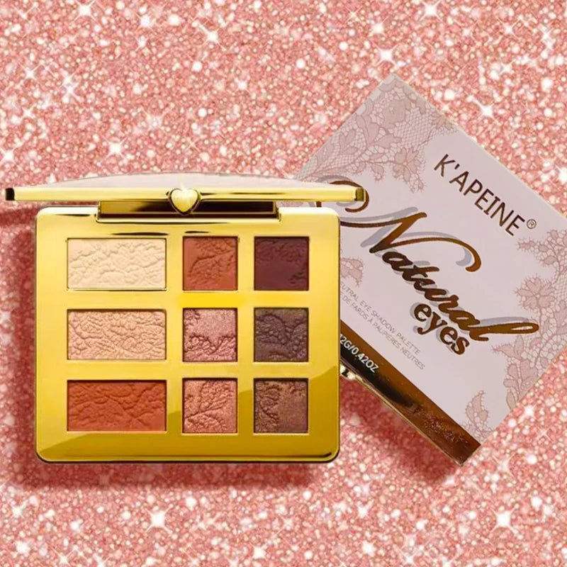9-Color Eyeshadow Palette - Orange Brown Matte & Shimmer