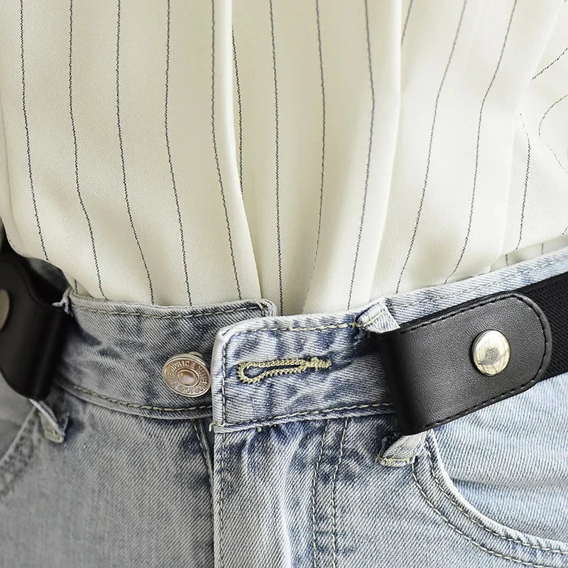 1Pc No Buckle Elastic Waist Belt, Stretch Adjustable Belt For Jeans Dresses, Invisible Comfort Belt For Women'S Men, Belts