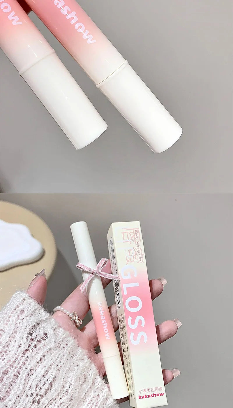 Kakashow Mirror Watery Lip Gloss Iron Brush Head Jelly Lipgloss Moisturizing Lip Tint Lipstick Nature Nude Lips Makeup Cosmetics