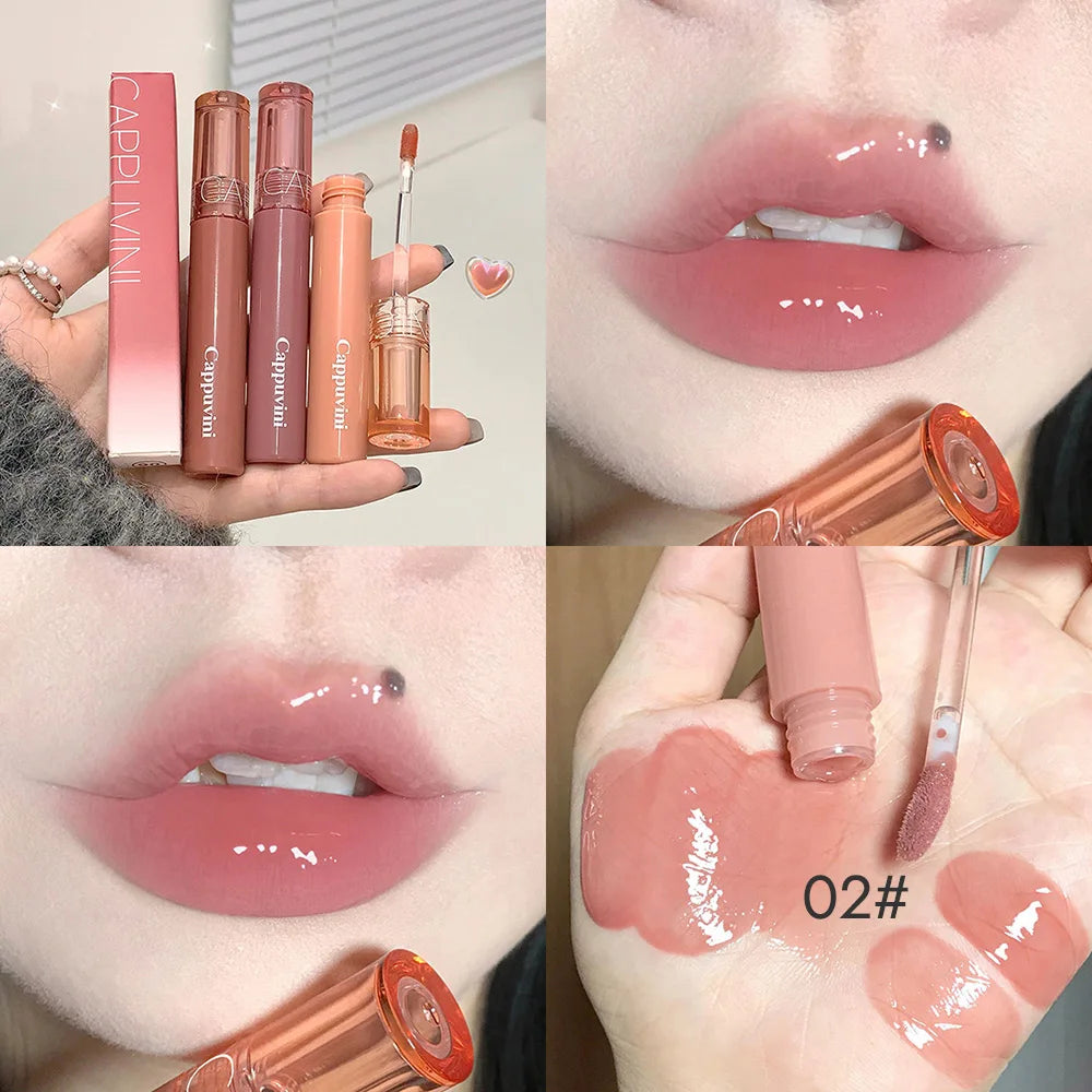 Cappuvini Jelly Lip Gloss Mirror Shine Water Light Moisturizing Long Lasting For Women