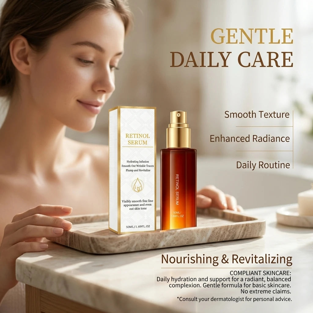 Retinol Facial Serum Moisturizing Soothing Skin Shrink Pore Reduce Fine Line Fade Dark Spot Brightening Lightweight Face Essence