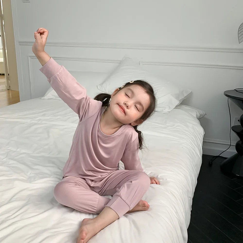 1-8T Toddler Kid Baby Boy Girl Pajamas Set Homewear 2pcs Clothes Set Long Sleeve Top High Waist Pant Suit PJ Outfit