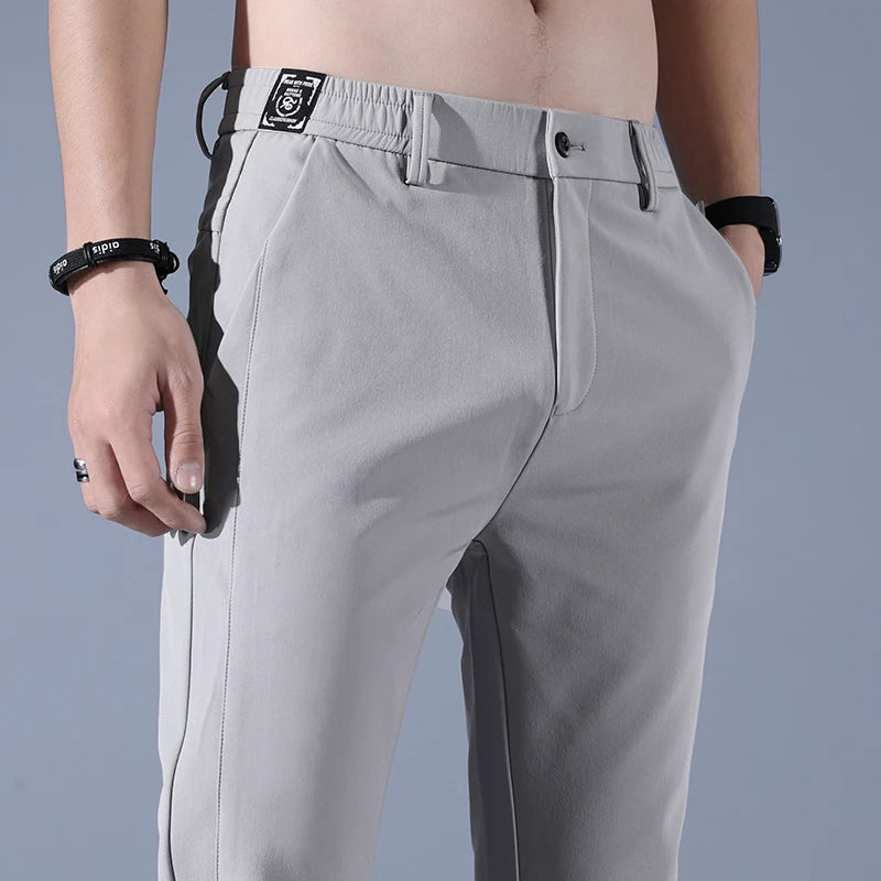 Mens Stretch Slim Pants Ultra Thin Breathable Lightweight Premium Golf Casual Trousers For Men