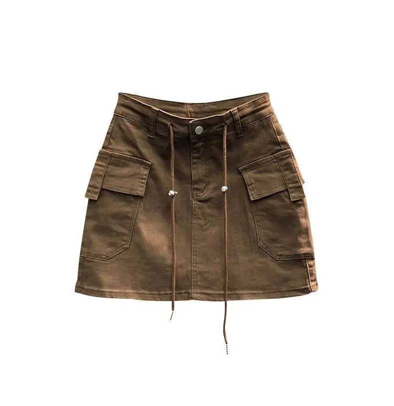 High Waist Slim Fit Denim Mini Skirt Women's Fashion Retro Style Short Skirts Summer Trendy Streetwear Polyester Fabric