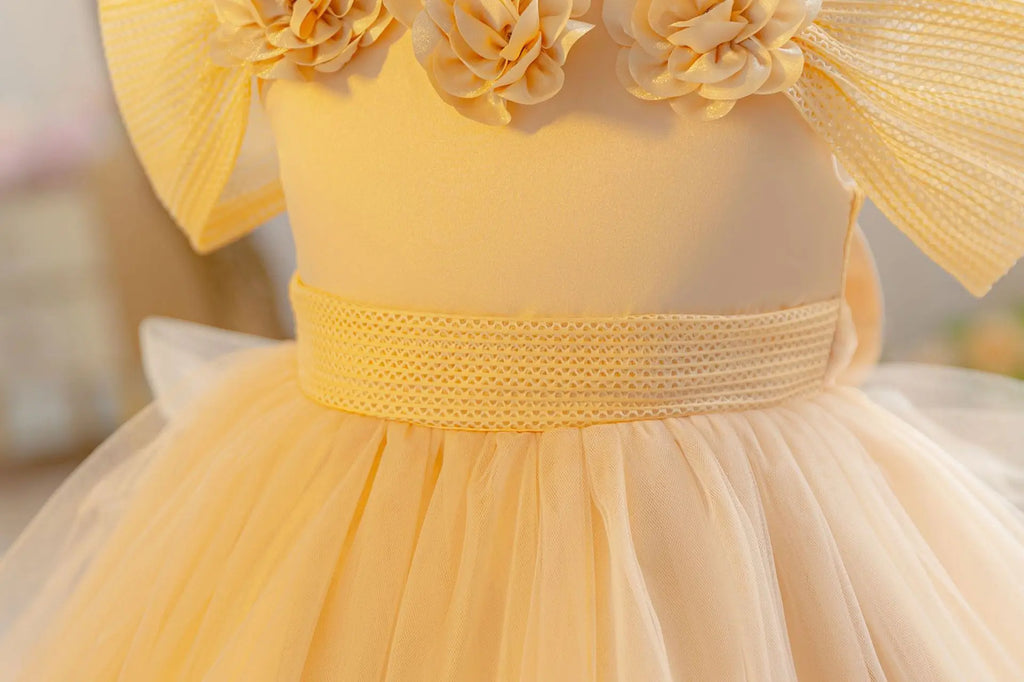 HETISO Children's Birthday Dress Off-the-shoulder Party Princess Wedding Holiday Ball Gown For 1-5 Years