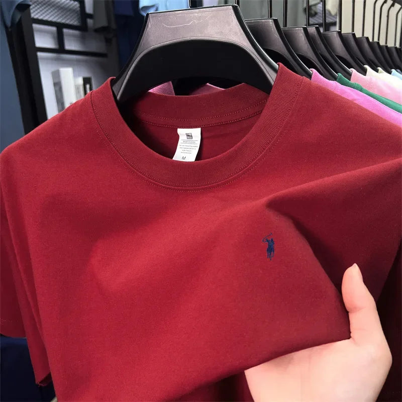 100_ cotton men's short sleeve T-shirt fashion brand Paul Pony embroidery summer new high-end comfortable casual round neck top