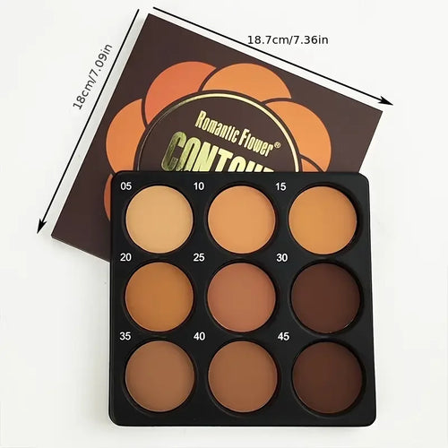 9 Color Dark Bronze Foundation Palette Contouring Concealing Setting Oil Control Matte Finish Subtle Shimmer For Pros