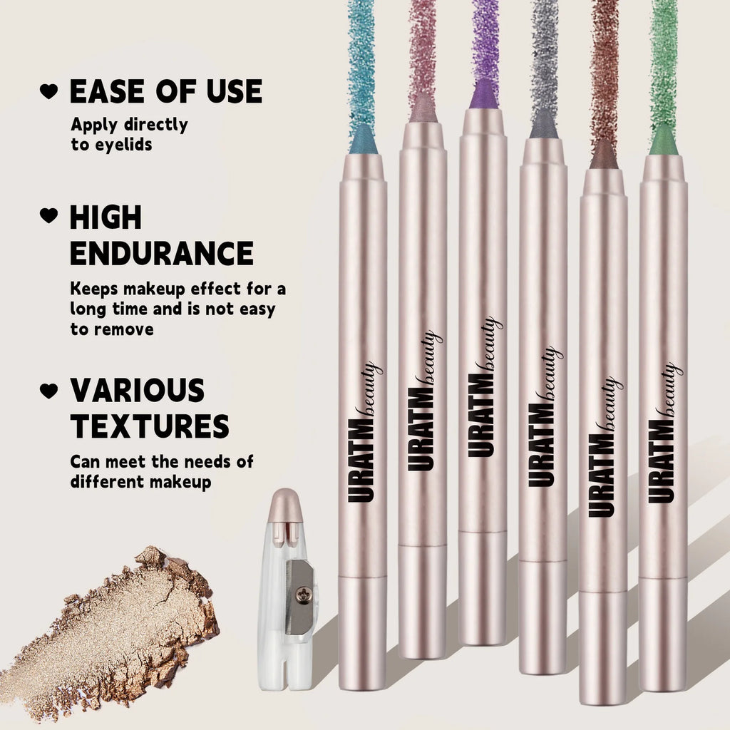 6-color Pearl Eyeshadow Pen Metallic Purple Green Eyeliner and Silkworm Pen Gliter for Eyes Lasting Waterproof Make Up Crayon