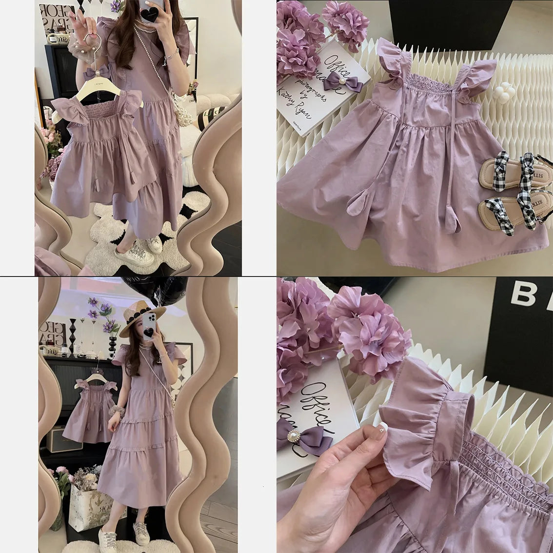 Korean Parent-child Clothing Mother and Daughter Clothing Dress Medium and Small Children Slim Pure Cotton Fashion