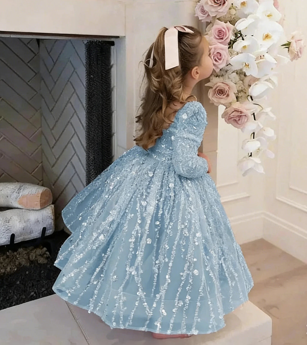 Custom Pink Tulle Flower Girl Dress Lace Appliques Wedding Party Gown Princess First Communion Ball Dresses for Kids