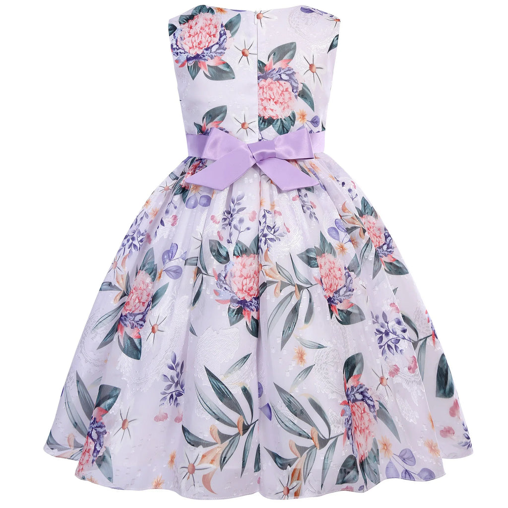 HETISO Girls Flower Dress Summer Retro Sleeveless Kids Princess Birthday Dresses Child Casual Clothes 2-10 Yrs