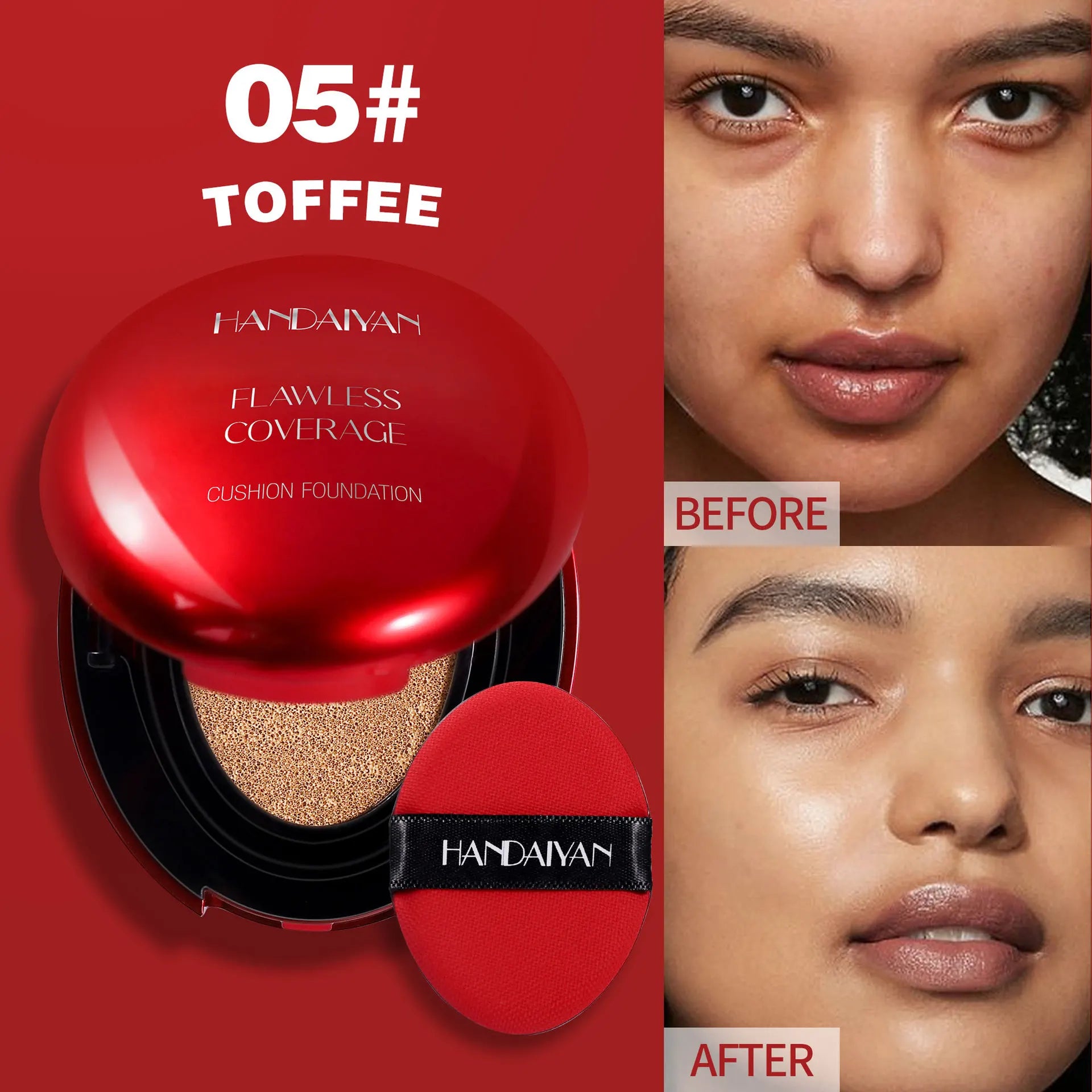 Korean Air Cushion Foundation - Light Natural Moisturizing Concealer Whitening Oil-Control Women'S'S Long-Lasting Makeup Base