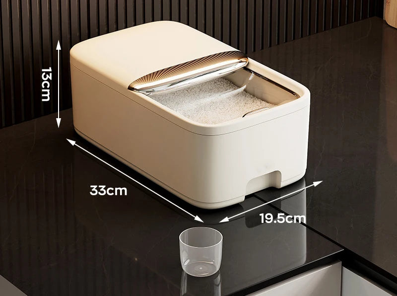 Caja de almacenamiento de arroz de 10 kg para el hogar con tapa, a prueba de insectos y humedad, caja de arroz, tarro sellado para granos, contenedor de cocina para almacenar granos secos