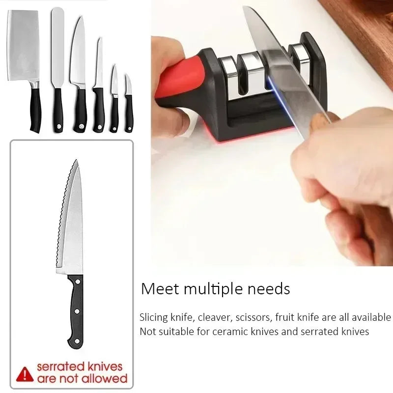3-Stage Kitchen Knife Sharpener - Multi-Functional Sharpening Tool