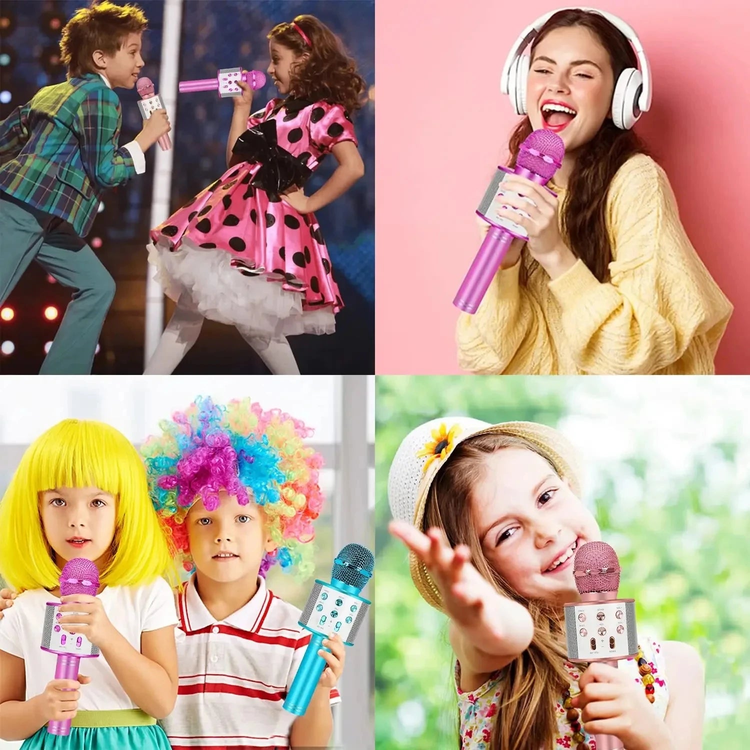Kids Microphone for Singing, Wireless Bluetooth Karaoke Microphone for Adults, Toys for Girls Boys Gift for Birthday Party