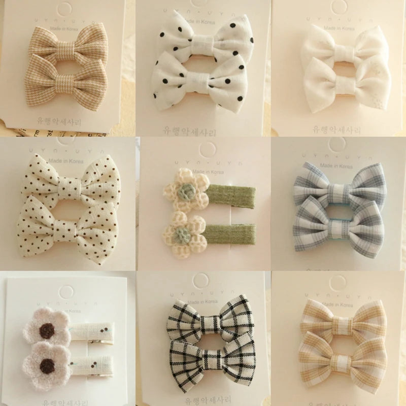 AITOUSHI Girls' Cotton Bow Hair Clips - Handmade Classical Headwear