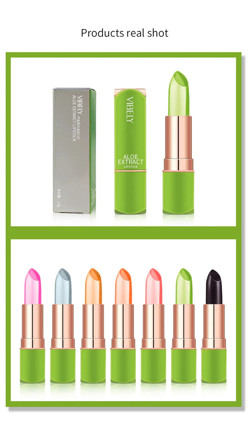Aloe Vera Temperature Color Changing Lipstick Moisturizing Jelly Lip Balm Long Lasting Nourishing PH Reactive Lip Gloss Lip Care
