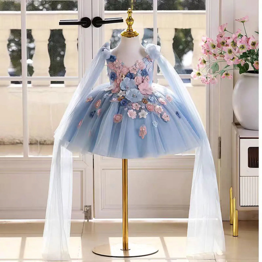 Dreamy Vow D011 Adorable O-Neck Pearl Embellishment Tulle Pink Flower Girl Dress Wedding Holiday Evening Party Knee-Length Prom