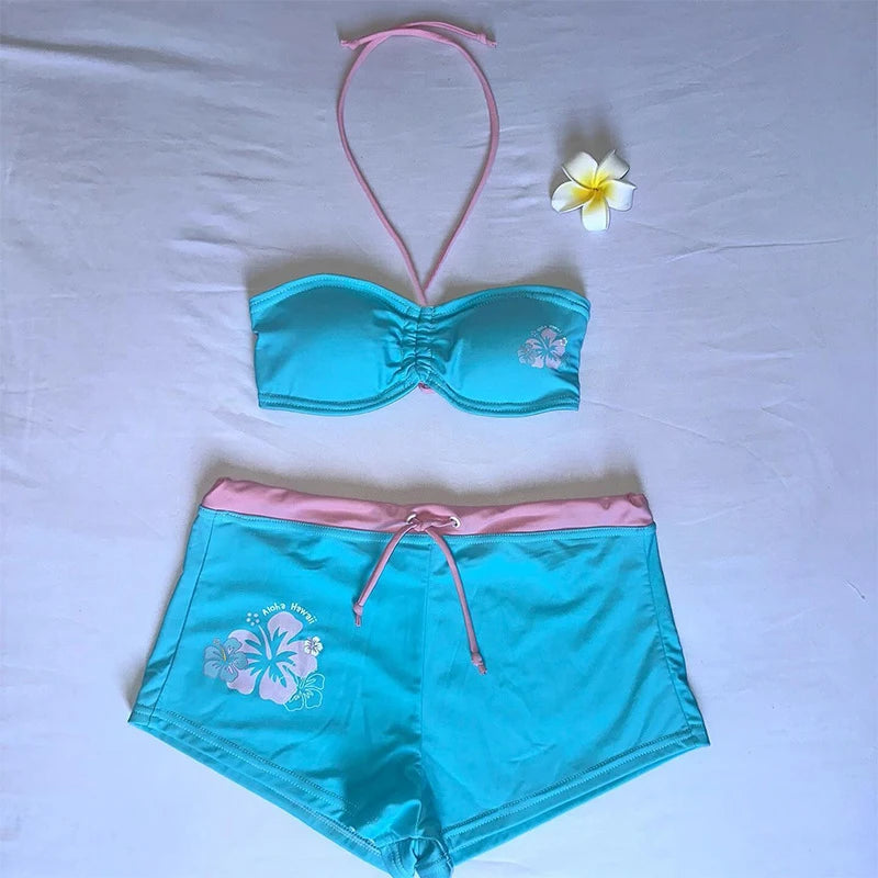 Summer Kawaii Polka Dot Vintage Women's Bikini Set Y2K Streetwear Hip Hop Harajuku Hot Girl Cute 2000s Aesthetics Women's Bikini