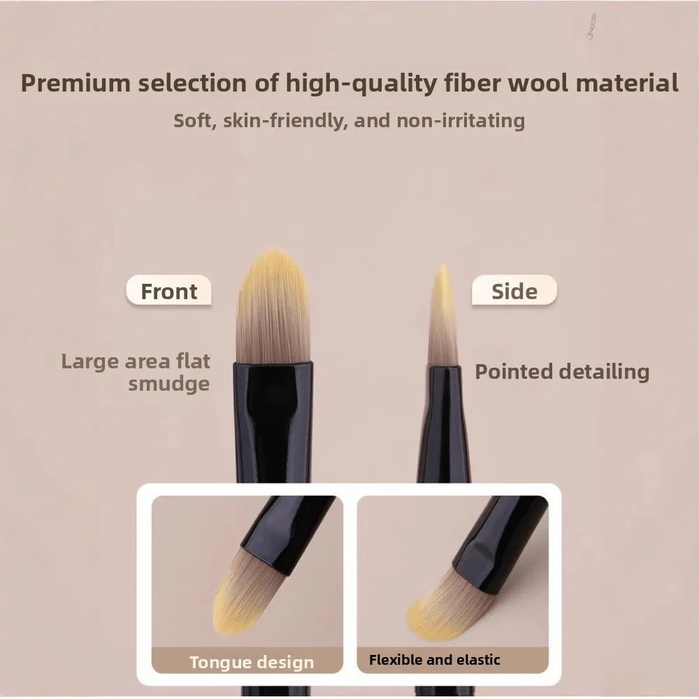 Tongue-shaped Flat Detail Concealer Brush, Soft Bristles Seamless Coverage for Dark Circles, Acne Marks & Spots