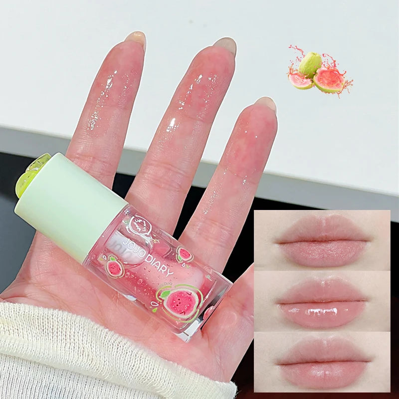 Guava Peach Lip Oil Plump Moisturizing Non-sticky Hydrating Lip Gloss Long-lasting Clear Liquid Lip Balm Make Up Korean Beauty