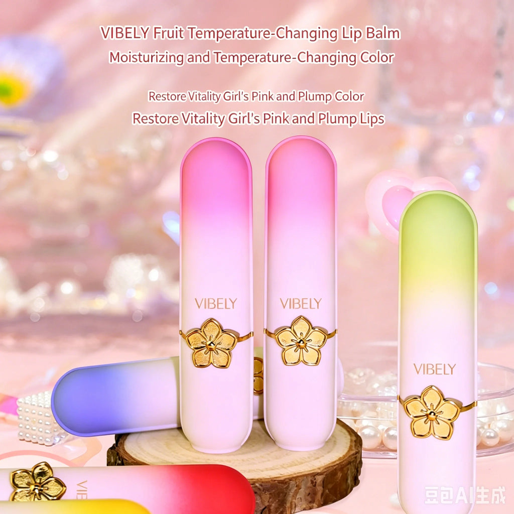 VIBELY Color Changing Lip Balm Moisturizing pH Lipstick Fruit Flavor Reduce Lip Lines Anti Cracking Hydrating Lip Care