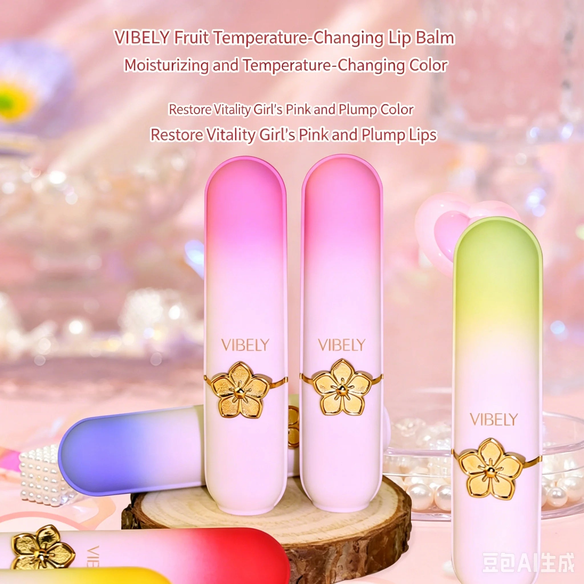 VIBELY Color Changing Lip Balm Moisturizing pH Lipstick Fruit Flavor Reduce Lip Lines Anti Cracking Hydrating Lip Care