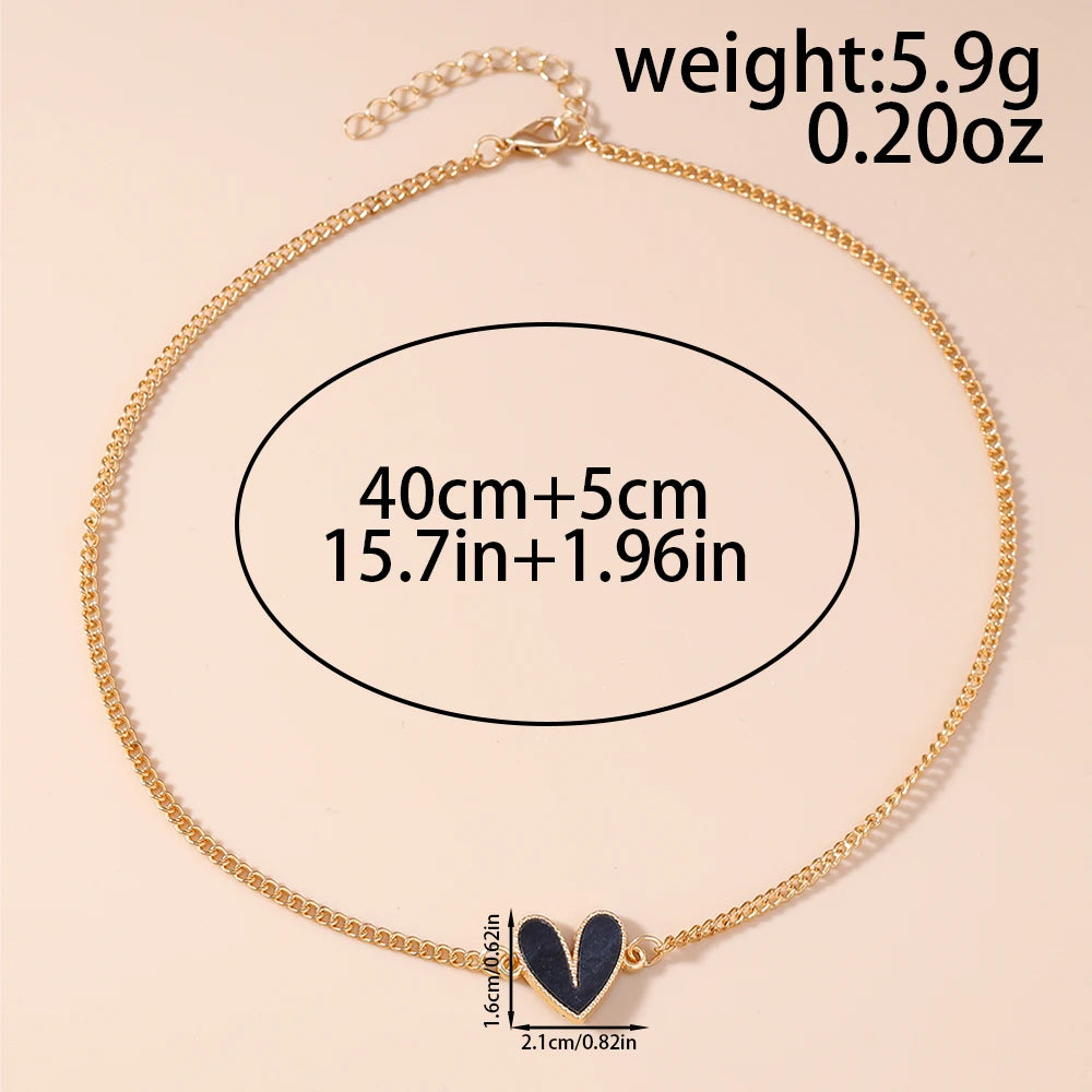 Cute Love Heart Pendant Necklace for Women Girls Gold Color Choker Necklaces Chain Birthday Jewelry Gifts