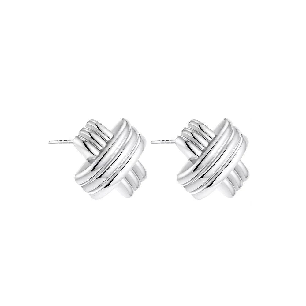 Trendy Stainless Steel Multilayer Circle Twist Knot Earrings For Women'S Texture Mixed Color Gold Plated Statement Earring Bijoux