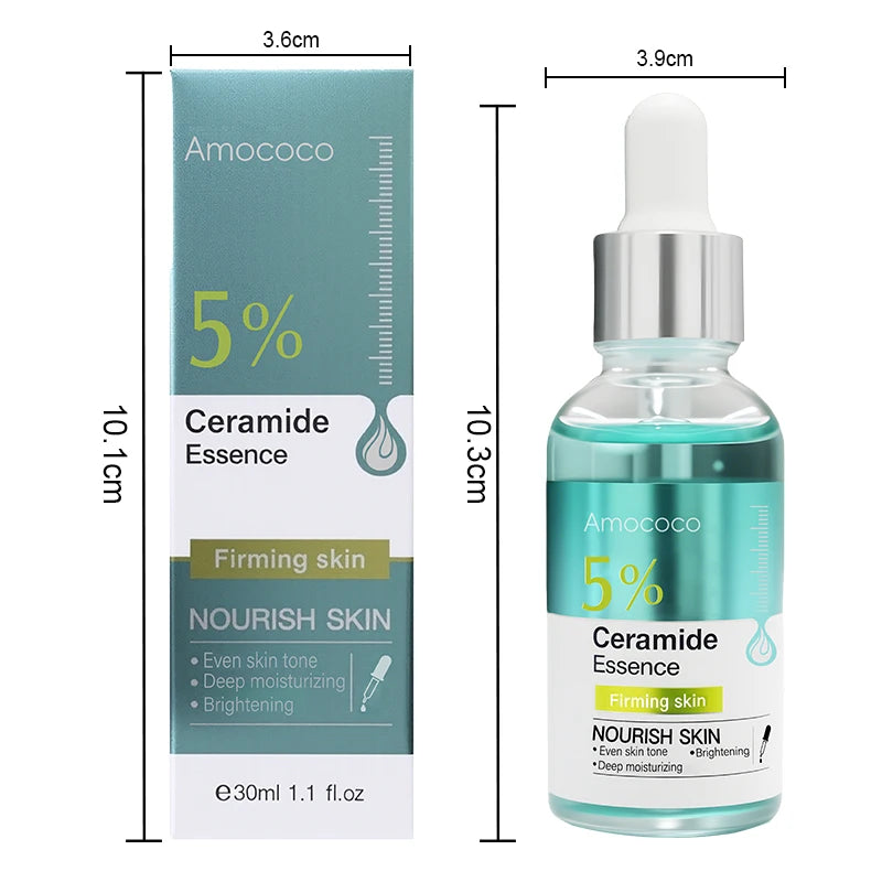 Amococo 2pcs Facial Serum Ceramide Essence 5% Fruit Acid Essence 10% Face Moisturizer Serum with Hyaluronic Acid Hydrating Brightening Skin Care Essence Lightweight Daily Skincare for Women Men 30ml