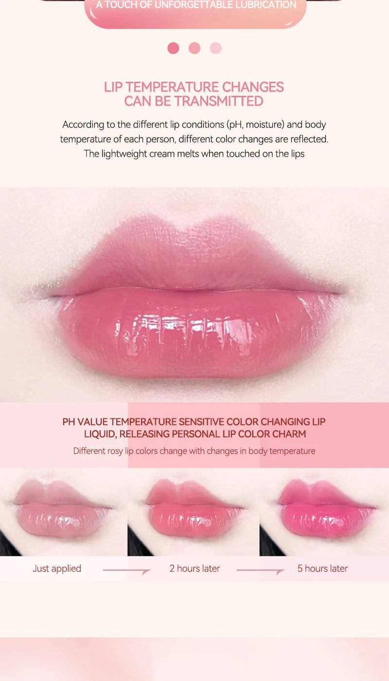 OMGA Color-Changing Lip Balm Jelly Lipstick Moisturizing Waterproof Hydrating Temperature-Sensitive Peach Flavor,Smooth Lips