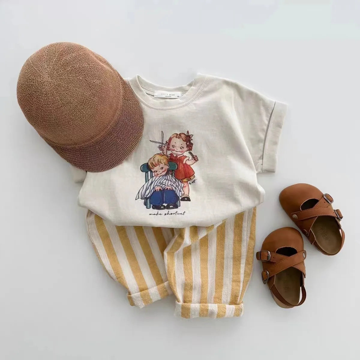 Baby Stripe Elastic Waist Loose Pants – Unisex, Ages 0-2Y