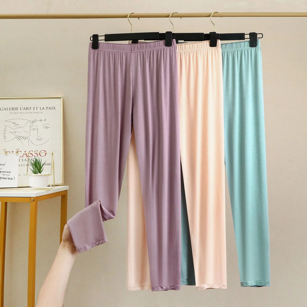Women's Modal Pajama Pants - Plus Size Elastic Waist Sleep Bottoms