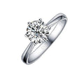 Elegant Classic Real 925 Sterling Silver Finger Rings Jewelry Crystal Cubic Zircons 6 Claws Women'S Wedding Anillos