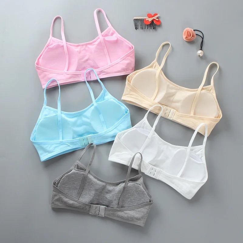 1PC New Teenage Girls Small Bras Back Buckle Young Children Underwears Student Girls Solid Kids Sports Training Bra Padded Vests