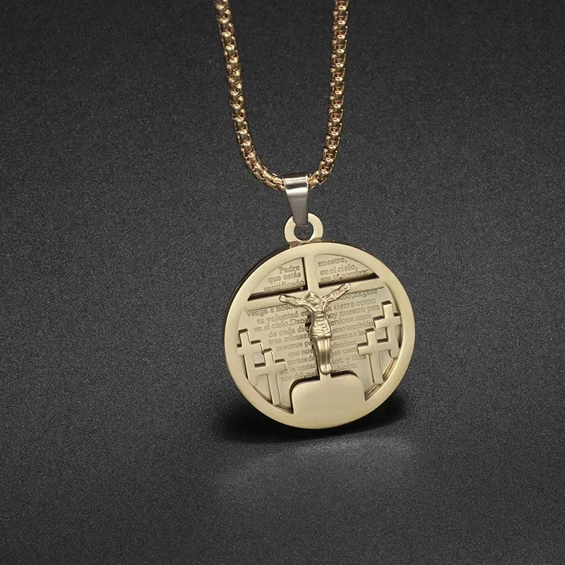 Christian Jesus Portrait Iced Out Necklace Pendant For Men And Women Cross Catholic Amulet Jewelry