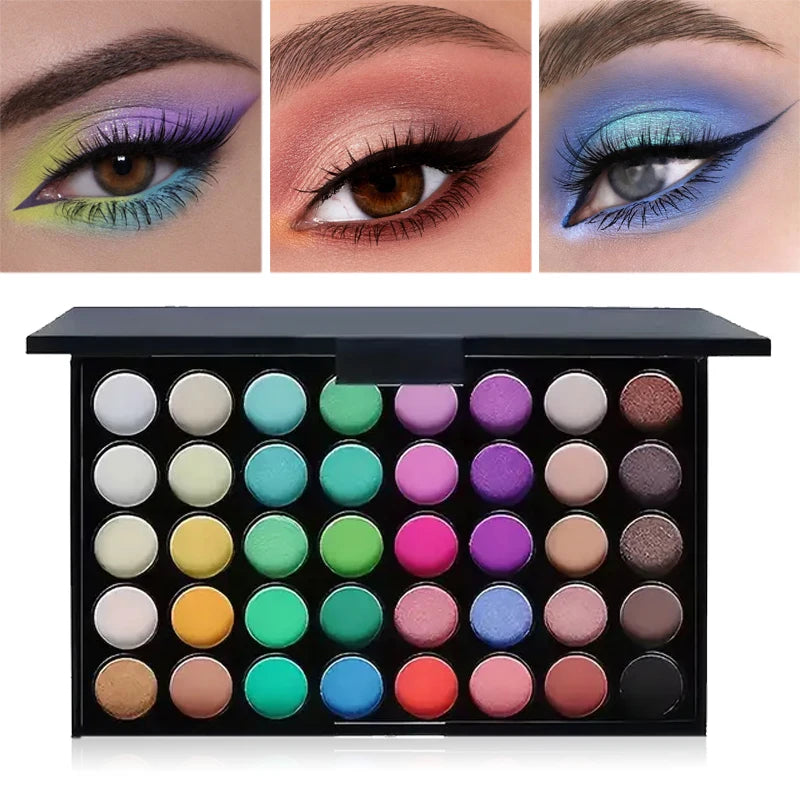 40 Colors Glitter Eyeshadow Palette Matte Waterproof Long Lasting Pressed Powder Cosmetics Kit Fashion Women'S Eye Makeup Palette