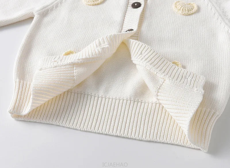 Teen Girl Clothes 2025 Children New Korean Cardigan Girls Knit Jacket Spring Autumn Outfit Style Costume Handmade Heart DIY Kids