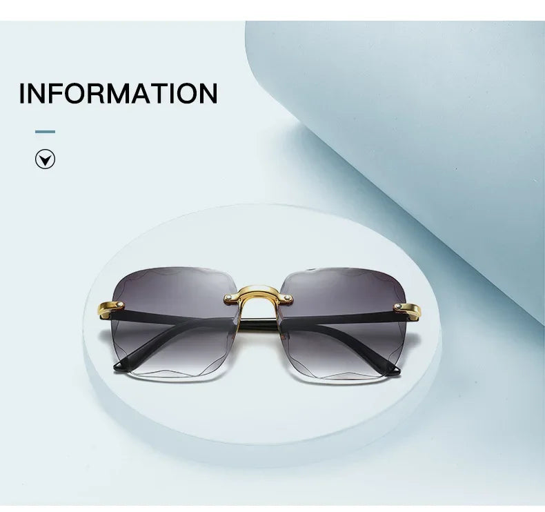 New Rimless Women's Sunglasses Fashion Gradient Lenses Sun glasses Lady Vintage Alloy Legs Classic Designer Shades UV400