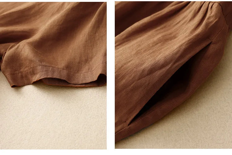 Korean Style Summer Fashion Solid Color Simple Basic Cotton Linen Dress for Women Good Quality Half Sleeve Elegant Frock Female