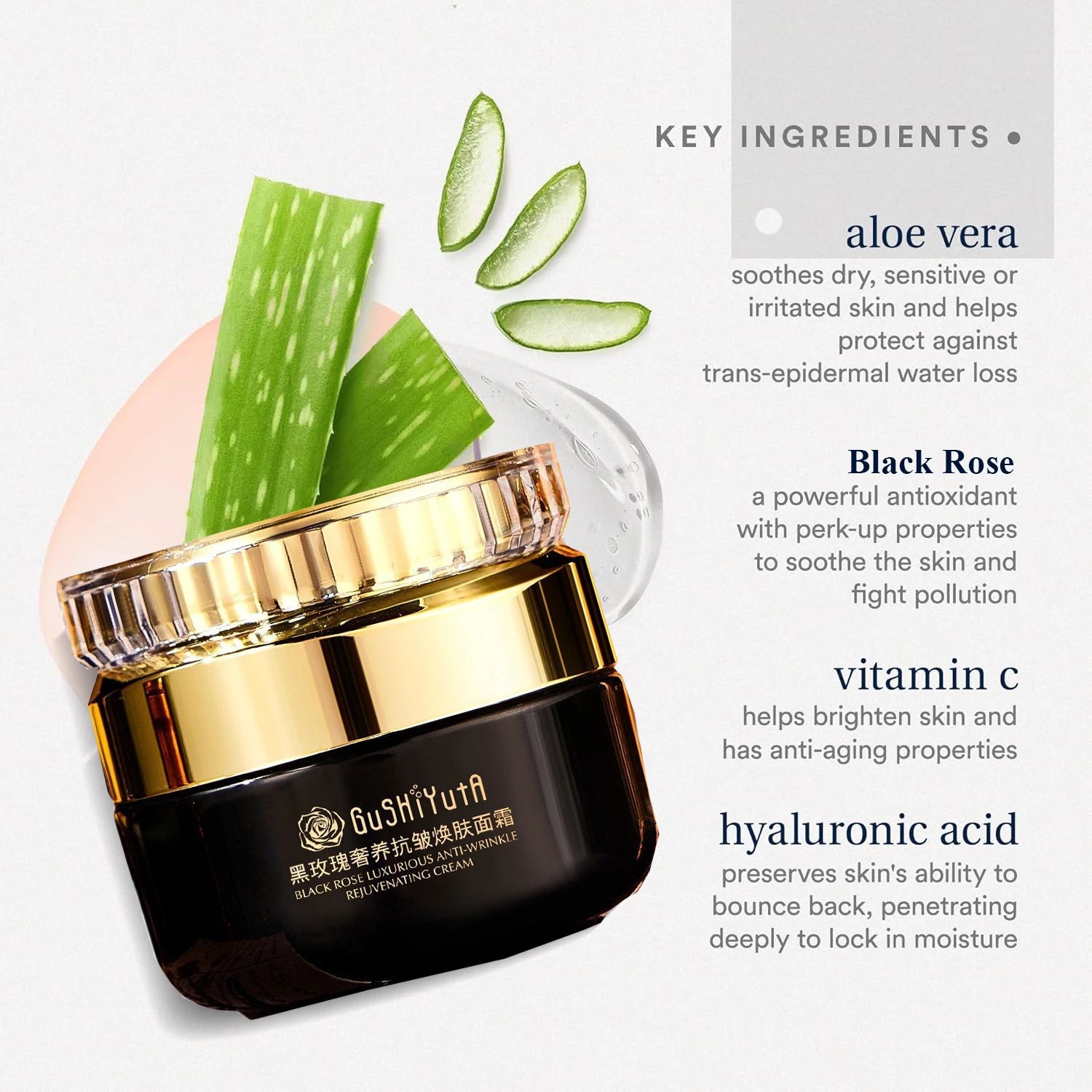 Black Rose Instant Face Lift & Firm Skin Cream Sustainable Face Lifting Reduces Fine Lines Gentle Moisturizing Care Cream