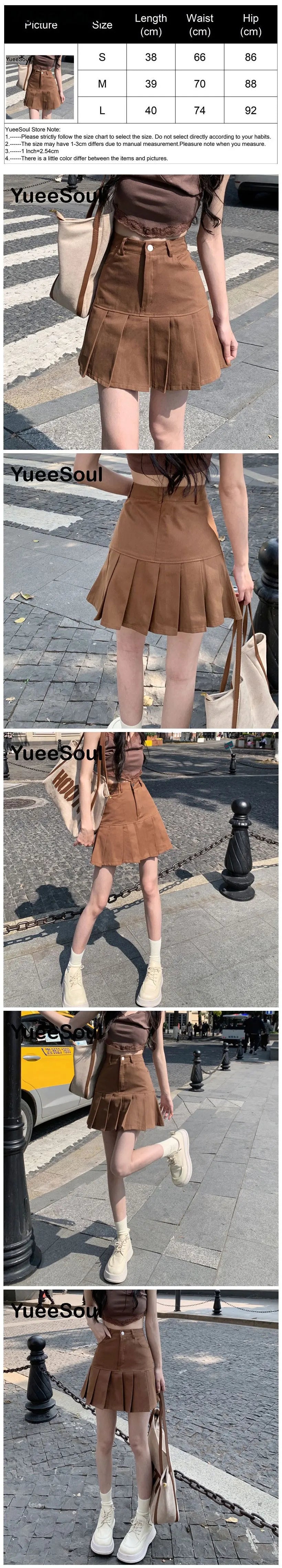 Brown Mini Skirts 2023 New Y2K Vintage High Waist Women Pleated Skirt Chic Sweet Cute Preppy Style Casual 90s E Girl Dance Skirt
