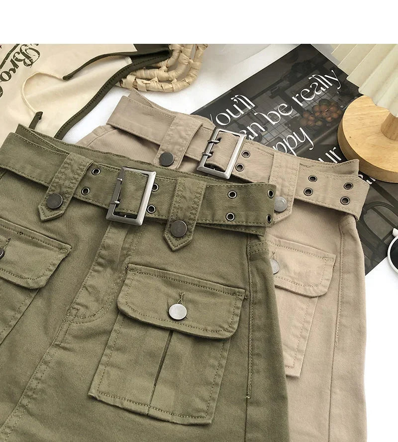 2026 Summer Safari Style Women Denim Pantskirt High-waist Short Slim A-line Jean Skirts Lady Anti-expose Lining Wide-leg Shorts