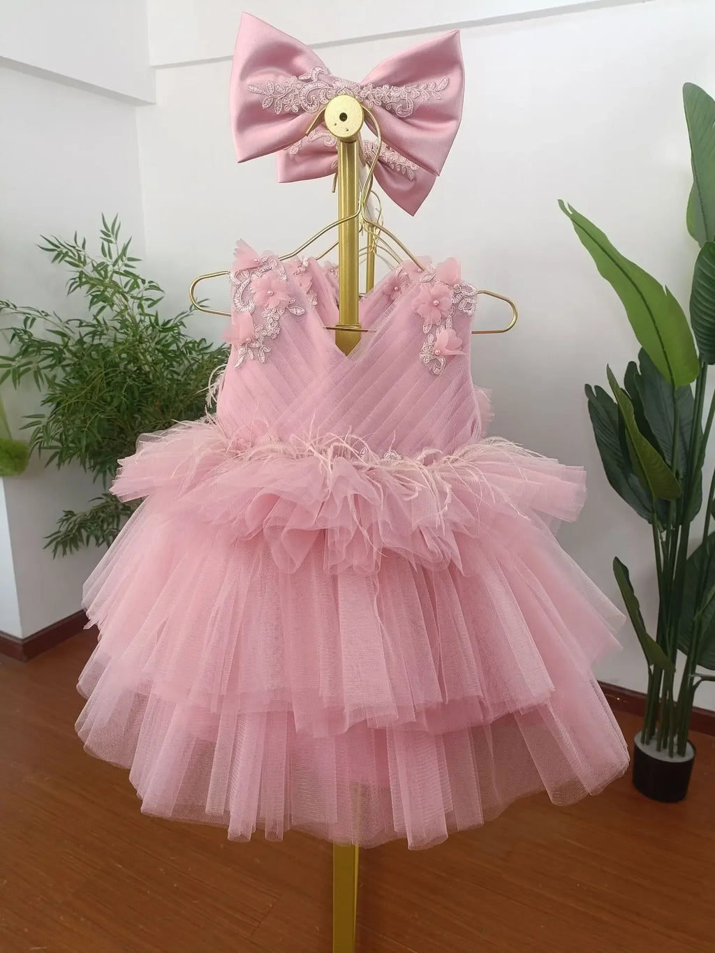 Summer New Children's Frocks Fashion Tulle V-Neck Sleeveless Kids Girl Dress Flower Girl Wedding Boutique Dance Kids Dresses