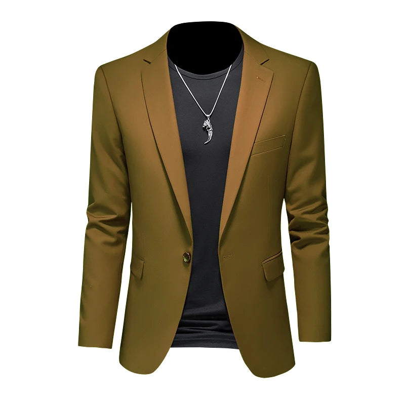 Boutique Fashion Mens Blazer Solid Color Premium High End Suit Jacket For Men Groom Wedding