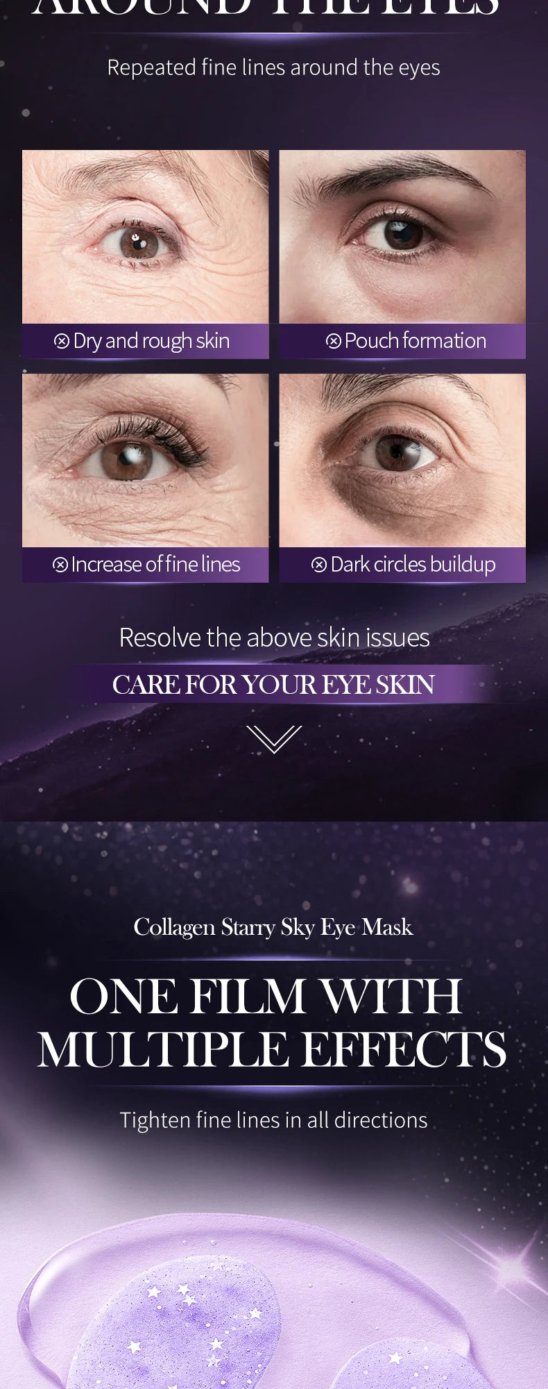 60pcs SADOER Grape Crystal Collagen Eye Mask Anti Dark Circles Under The Eyes Moisturizing Anti-Wrinkles Anti-Aging Eye Patches