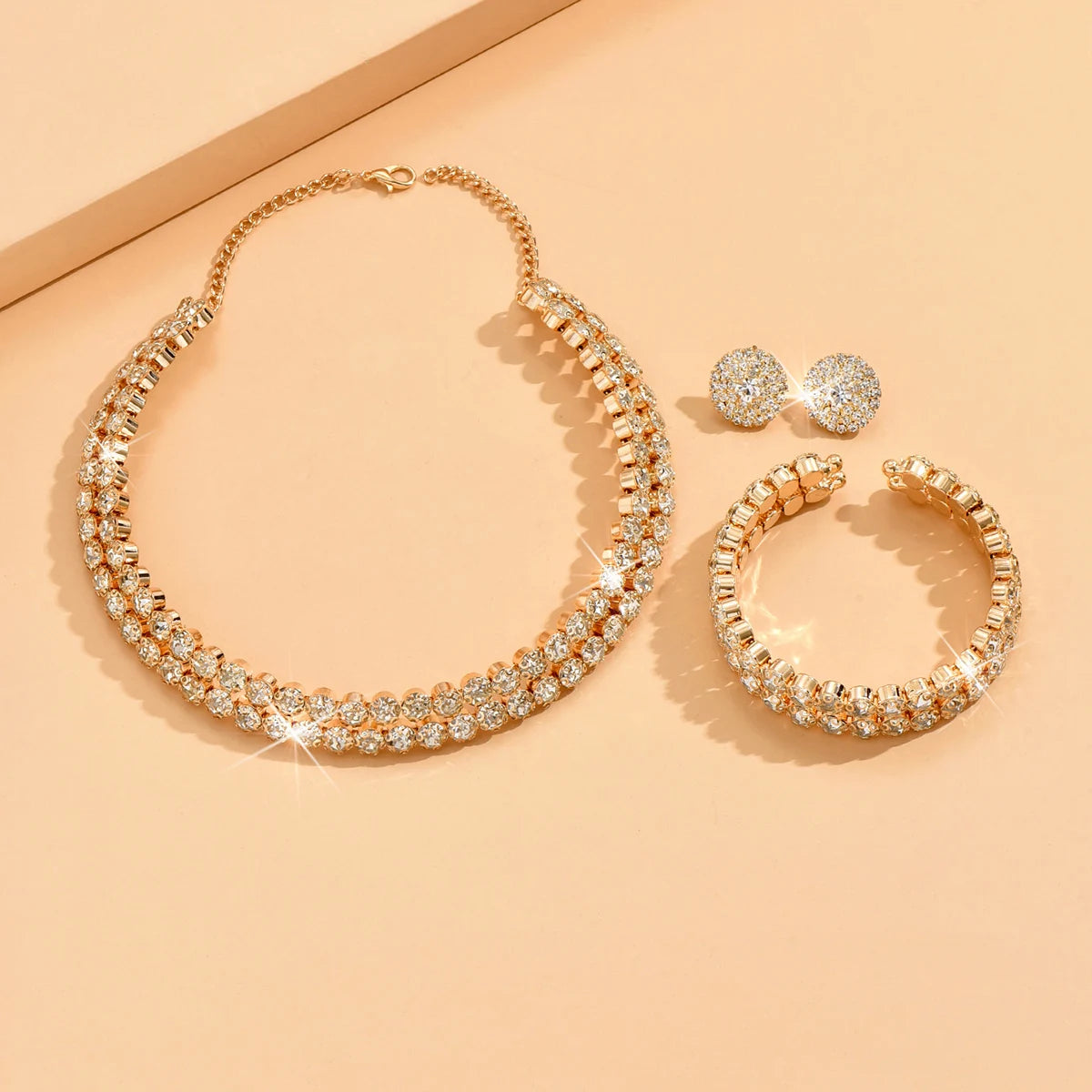 Womens Minimalist Jewelry Set 4 Piece Necklace Earrings Bracelet Set Chic Elegant Versatile Gift For Women
